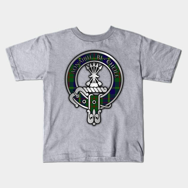 Clan Cameron Lochiel Hunting Tartan Crest Kids T-Shirt by Taylor'd Designs